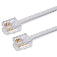 World of Data - Cable ADSL de 1 m - Pines Dorados enrutador de Internet de Banda Ancha módem teléfono RJ11 Blanco